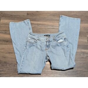 LONE Stretch Bootcut Flare Jeans Womens 10P Light Wash Embroidered Pockets